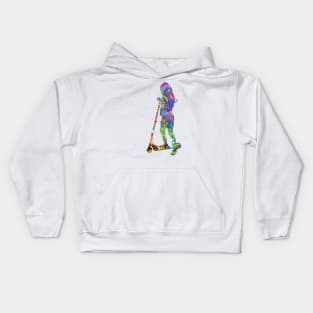 Little girl with scooter Kids Hoodie